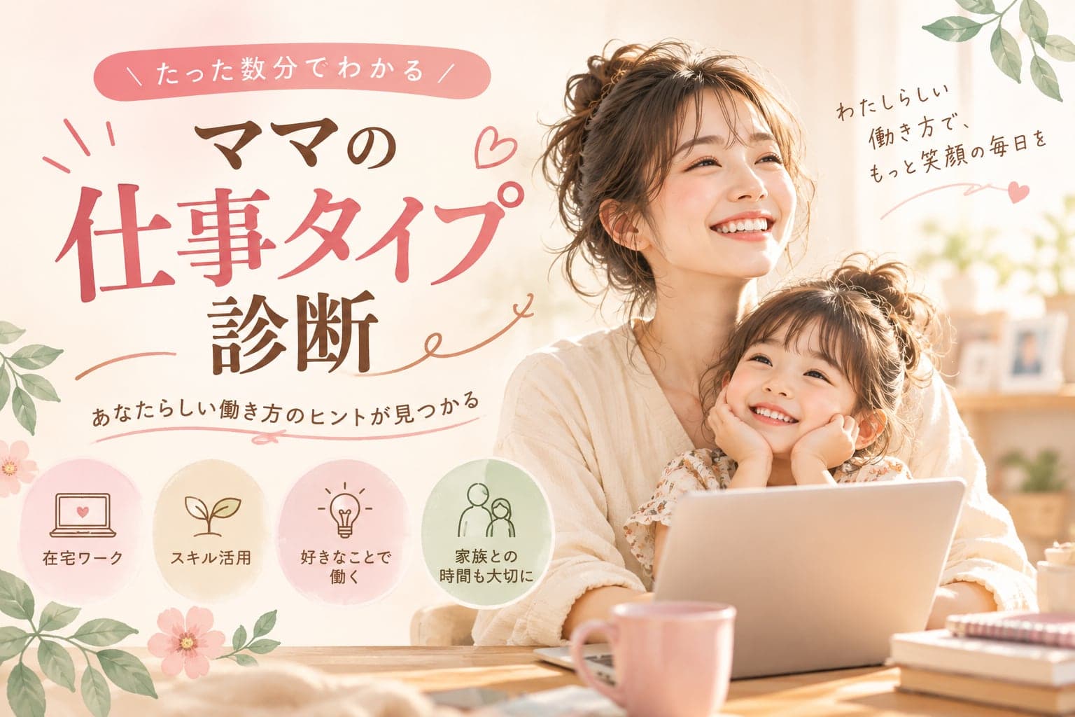 ママの仕事タイプ診断。たった数分で、あなたらしい働き方のヒントが見つかる